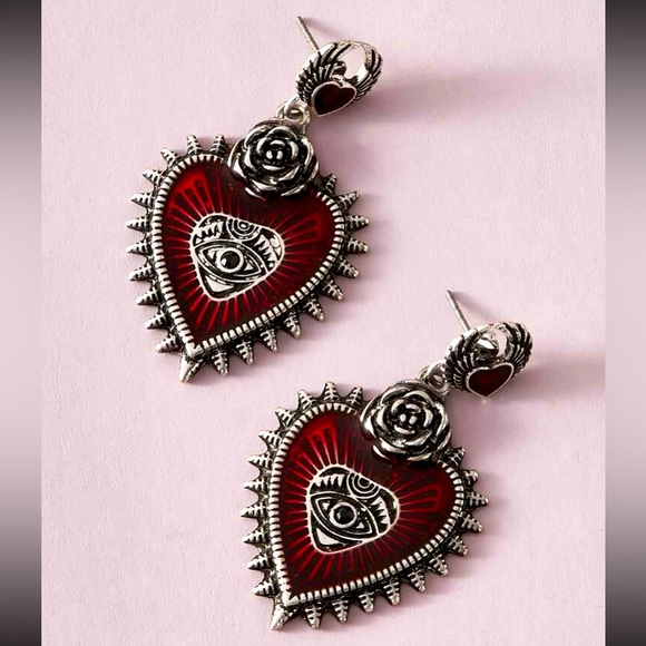 Goth Steampunk EvilEye Enchantress Queen of Hearts Statement EarJacket E… - Picture 1 of 10